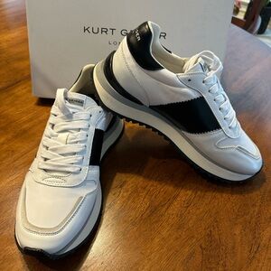 Kurt Geiger Men's White and Black Sneakers.  Size 8